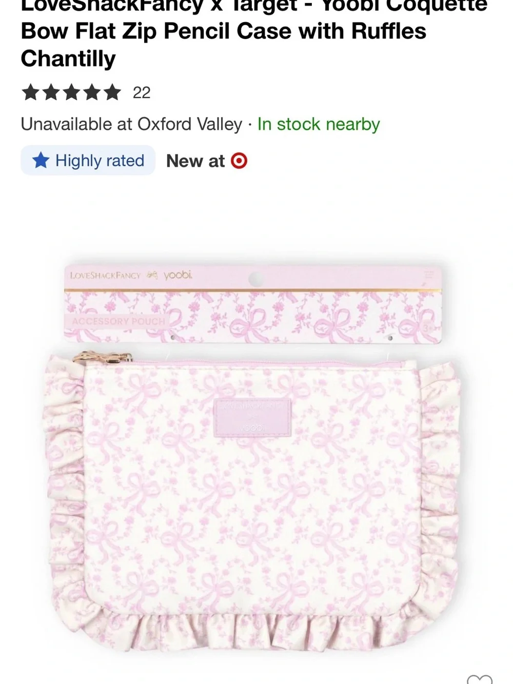 LoveShackFancy x Yoobi Pink Bow & Floral ruffle pencil case